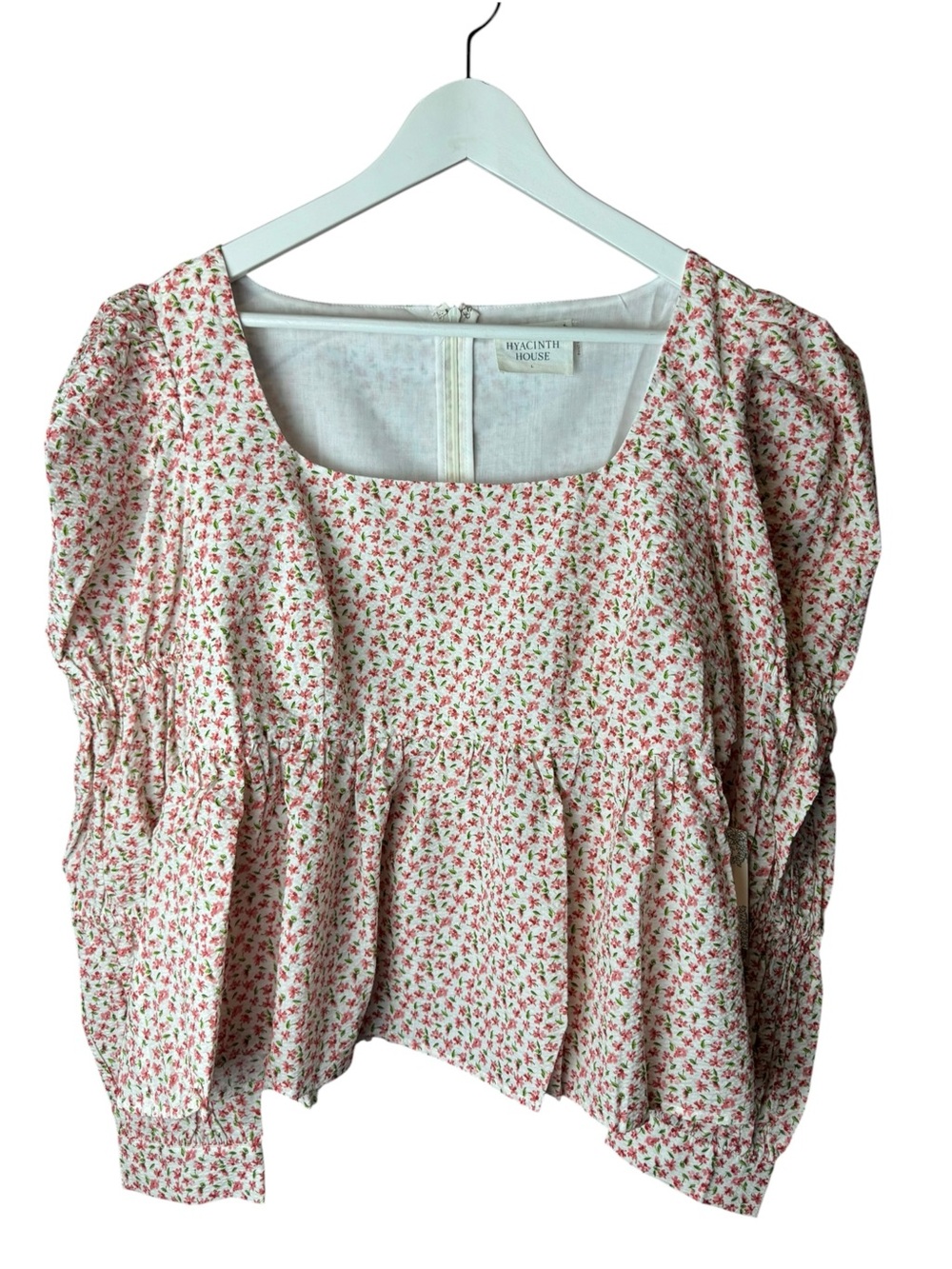 NWT Hyacinth House Clemons Pink Floral Blouse Top L